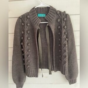 Cozy knit women’s small wool blend cardigan gray 
cottage core